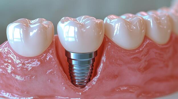 a-dental-implant-is-securely-positioned-in-a-gum-model-showcasing-modern-oral-surgery-techniques-photo